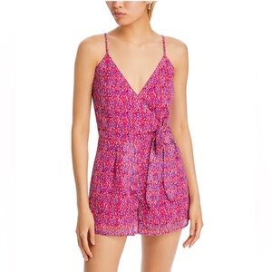 Aqua Geometric Tie Waist Romper Size L